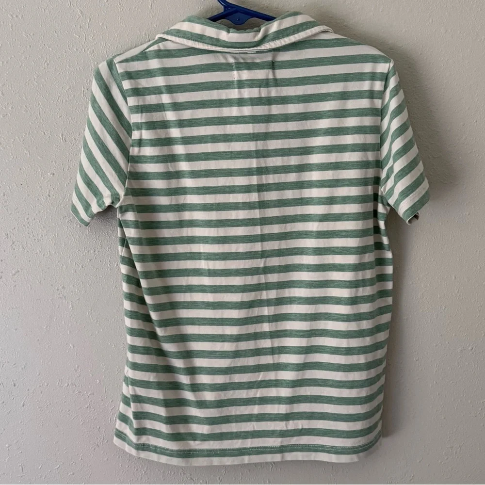 Me & Henry Green & Cream Striped Cotton Polo Size 5/6
